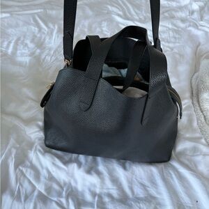 Elegant Black Leather Tote Bag